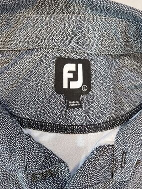 FootJoy Polo Shirt Mens Large Geometric Golf Performance Stretch Preppy FJ Logo